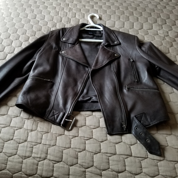 IDENTIFY dark brown soft leather moto jacket - Picture 3 of 9